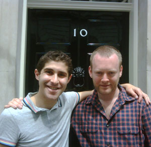 PinkNews.co.uk publisher Benjamin Cohen and Attitude editor Matthew Todd outside Number 10