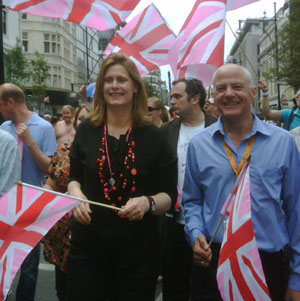 Sarah Brown marches with gay MEP Michael Cashman
