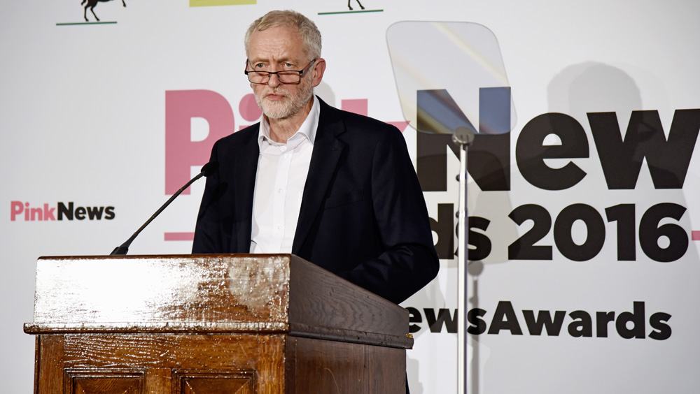 Jeremy Corbyn at the PinkNews Awards