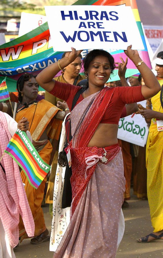 An Indian Hijra, or transexual, leads a