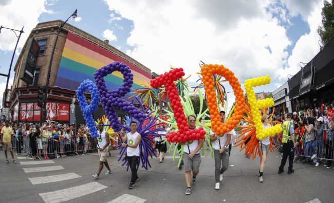 Revellers celebrate the 48th annual Gay and Lesbian Pride Parade in Chicago