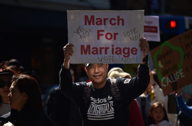 anti gay marriage protestor