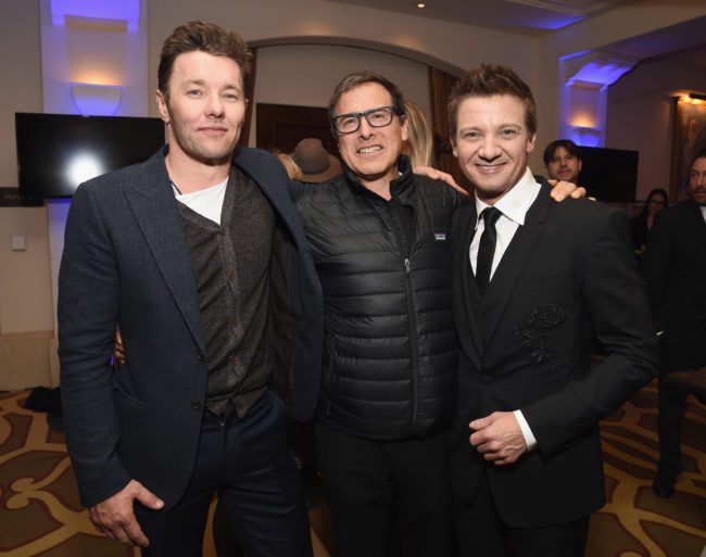 BEVERLY HILLS, CA - JANUARY 07:  (L-R) Actor Joel Edgerton, writer/director David O. Russell, and actor Jeremy Renner attend the 6th Annual Sean Penn & Friends HAITI RISING Gala Benefiting J/P Haitian Relief Organizationat Montage Hotel on January 7, 2017 in Beverly Hills, California.  (Photo by Michael Kovac/Getty Images for J/P Haitian Relief Organization )