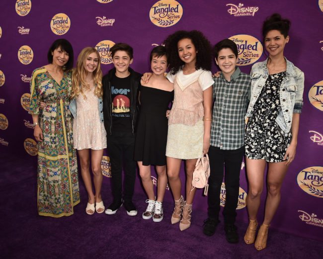 BEVERLY HILLS, CA - MARCH 04: Actors Lauren Tom, Emily Skinner, Asher Angel, Peyton Elizabeth Lee, Sofia Wylie, Joshua Rush and Lilan Bowden attend a screening of Disney Channel's "Tangled Before Ever After" at The Paley Center for Media on March 4, 2017 in Beverly Hills, California. (Photo by Alberto E. Rodriguez/Getty Images)