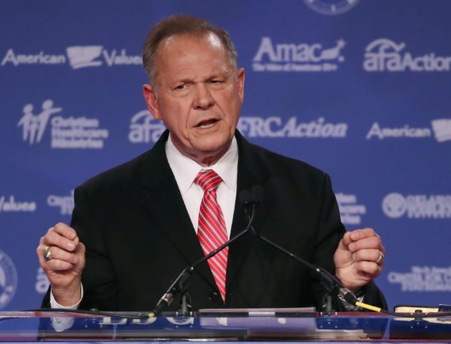 WASHINGTON, DC - OCTOBER 13: Roy Moore, GOP Senate candidate and former chief justice on the Alabama Supreme Court speaks during the annual Family Research Council's Values Voter Summit at the Omni Shorham Hotel on October 13, 2017 in Washington, DC. (Photo by Mark Wilson/Getty Images)