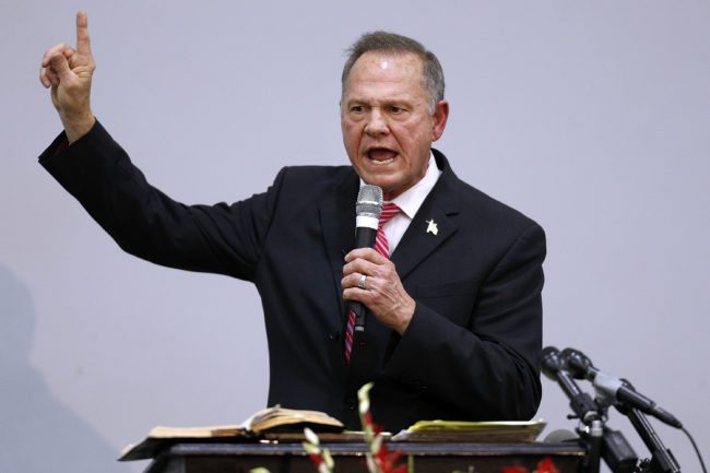 JACKSON, AL - NOVEMBER 14:  Republican candidate for U.S. Senate Judge Roy Moore speaks during a campaign event at the Walker Springs Road Baptist Church on November 14, 2017 in Jackson, Alabama. The embattled candidate has been accused of sexual misconduct with underage girls when he was in his 30's.  (Photo by Jonathan Bachman/Getty Images)