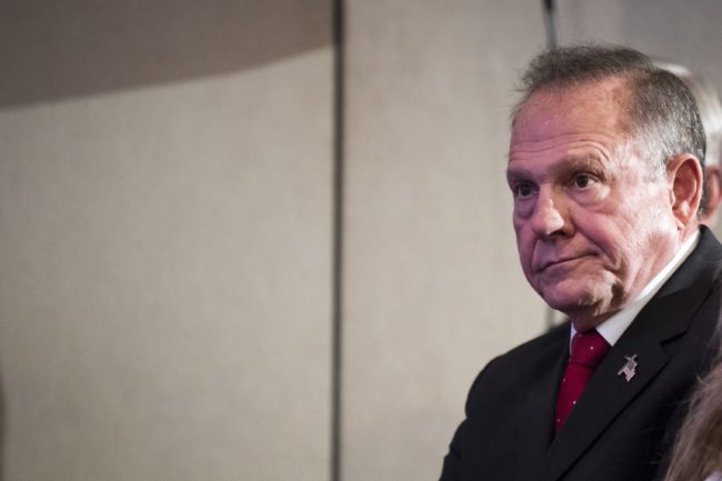 BIRMINGHAM, AL - NOVEMBER 16: Republican candidate for U.S. Senate Judge Roy Moore waits to speak during a news conference with supporters and faith leaders, November 16, 2017 in Birmingham, Alabama. Moore refused to answer questions regarding sexual harassment allegations and pursuing relationships with underage women. (Drew Angerer/Getty Images)