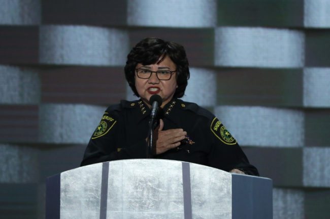 PHILADELPHIA, PA - JULY 28: Dallas Sheriff Lupe Valdez delivers remarks on the fourth day of the Democratic National Convention at the Wells Fargo Center, July 28, 2016 in Philadelphia, Pennsylvania. Democratic presidential candidate Hillary Clinton received the number of votes needed to secure the party's nomination. An estimated 50,000 people are expected in Philadelphia, including hundreds of protesters and members of the media. The four-day Democratic National Convention kicked off July 25. (Photo by Alex Wong/Getty Images)