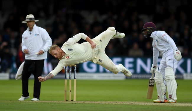 LONDON, ENGLAND - SEPTEMBER 08:  Ben Stokes of England dives for the ball during day two of the 3rd Investec Test match between England and the West Indies at Lord's Cricket Ground on September 8, 2017 in London, England.  (Photo by Gareth Copley/Getty Images)