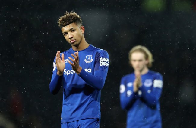 WEST BROMWICH, ENGLAND - DECEMBER 26: Mason Holgate of Everton applauds fans during the Premier League match between West Bromwich Albion and Everton at The Hawthorns on December 26, 2017 in West Bromwich, England.  (Photo by Lynne Cameron/Getty Images)