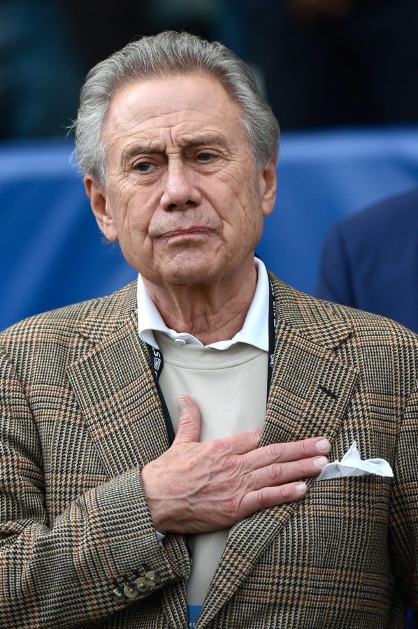 CARSON, CA - DECEMBER 01: Philip Anschutz, head of The Anschutz Entertainment Group (AEG), and owner Los Angeles Galaxy stands during the national anthem before the Galaxy take on the Houston Dynamo in the 2012 MLS Cup at The Home Depot Center on December 1, 2012 in Carson, California. (Photo by Kevork Djansezian/Getty Images)