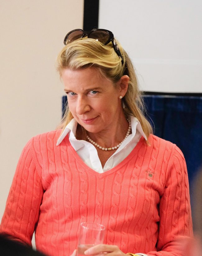 DONCASTER, ENGLAND - SEPTEMBER 25: Commentator Katie Hopkins during the UK Independence Party annual conference where she spoke to a fringe group about electoral reform on September 25, 2015 in Doncaster, England. After increasing their vote share following the May General Election campaign, the UKIP conference this year focussed primarily on the campaign to leave the European Union ahead of the upcoming referendum on EU membership. (Photo by Ian Forsyth/Getty Images)
