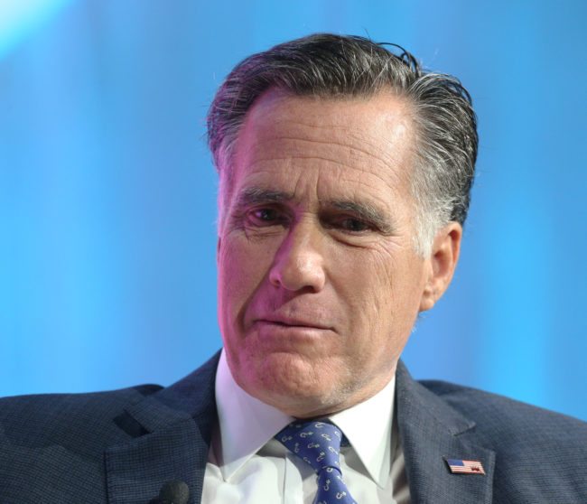 SALT LAKE CITY, UT - JANUARY 19: Former Massachusetts Governor and Republican presidential candidate Mitt Romney is interviewed at the Silicon Slopes Tech Conference on January 19, 2018 in Salt Lake City, Utah. There is a push for Romney to run for the Utah Senate seat being vacated by retiring Senator Orrin Hatch this year. (Photo by George Frey/Getty Images)