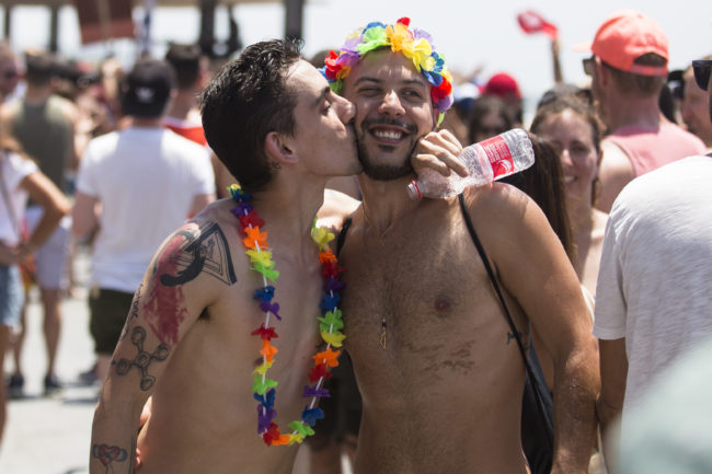 Revellers take part in the annual Gay Pride parade on June 8, 2018 in Tel Aviv, Israel. (Amir Levy/Getty)
