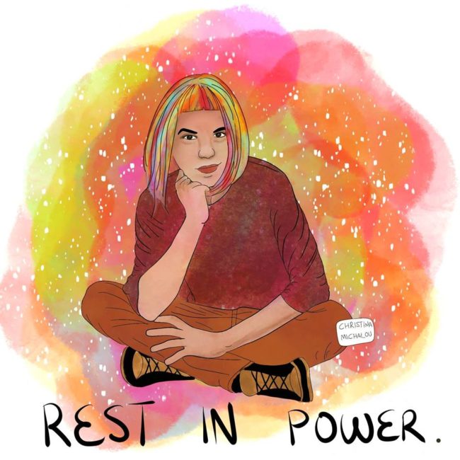 Christina Michalou paid tribute to her friend Zak Kostopoulos in a drawing .
