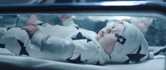 A baby in an advert for CELINUNUNU, Celine Dion's gender neutral clothing line