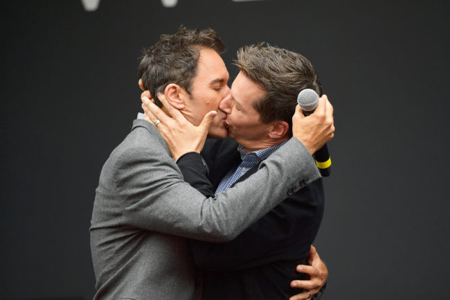 Will & Grace stars Eric McCormack and Sean Hayes kiss