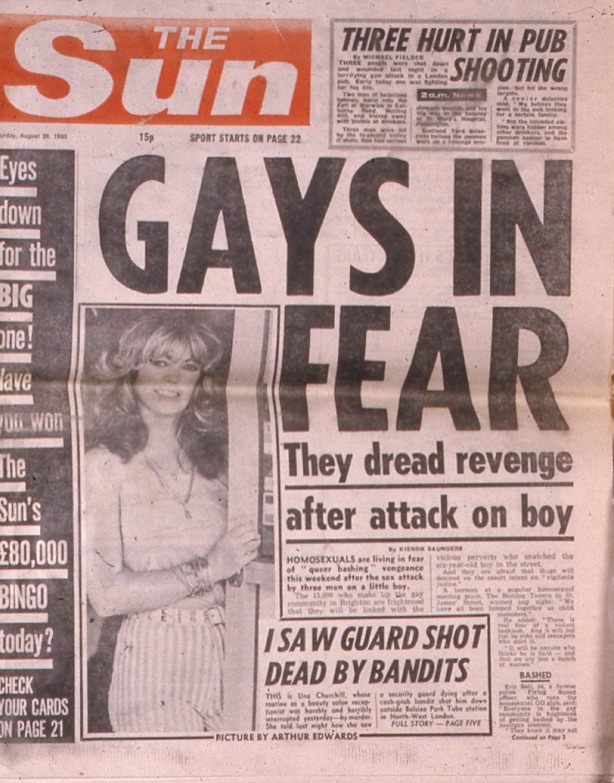 A headline from The Sun in the 1980s, re-published for World AIDS Day 