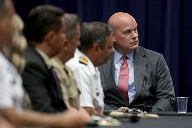 Acting Attorney General Matt Whitaker (R) pictured during a round table event a few months ahead of his appointment in Washington, DC. 