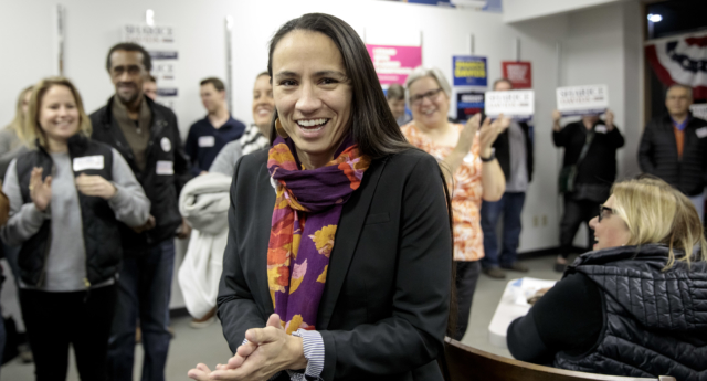Photo of Sharice Davids, the first openly lesbian and Native American woman to be elected to the House of Representatives.