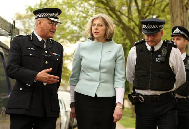 Home Secretary Prime Minister Theresa May with police 