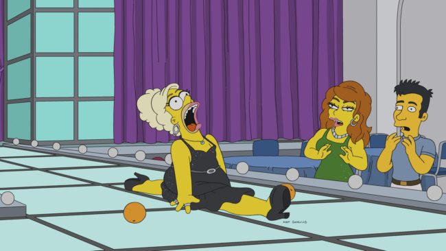 Homer Simpson doing the splits on The Simpsons
