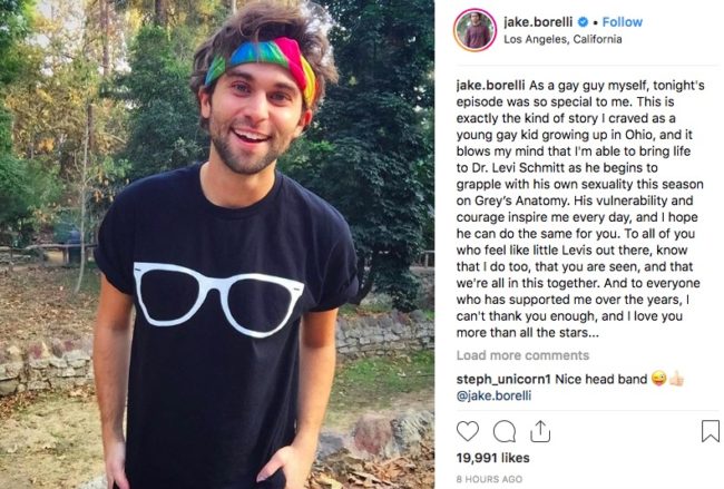 Grey's Anatomy's Jake Borelli, who revealed that he assumed his character is "straight" 