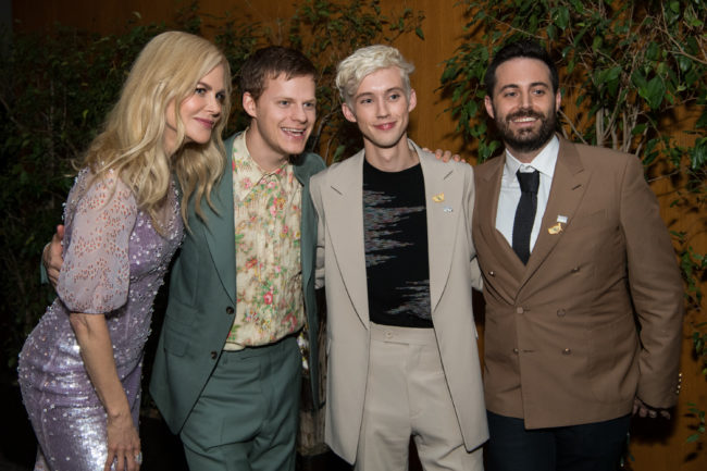 Troye Sivan with Boy Erased co-stars Nicole Kidman and Lucas Hedges, and author Garrard Conley