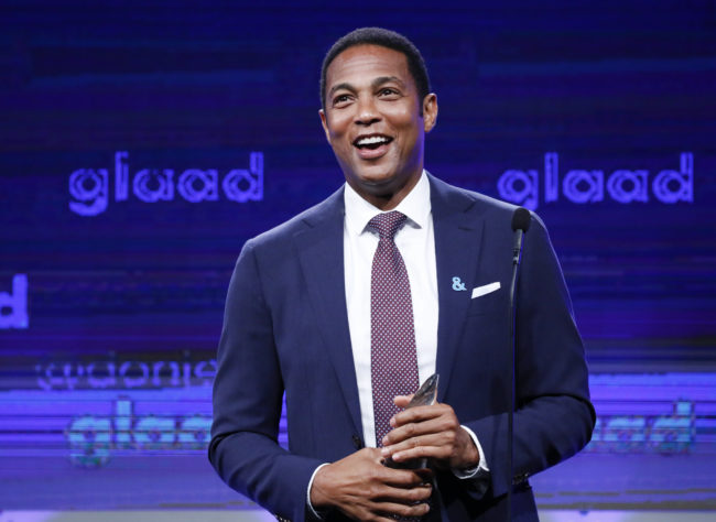 CNN host Don Lemon, who invited Kevin Hart to become a LGBT ally after the comedian pulled out of hosting the Oscars over accusations of homophobia, speaks at the 2017 GLAAD Gala.