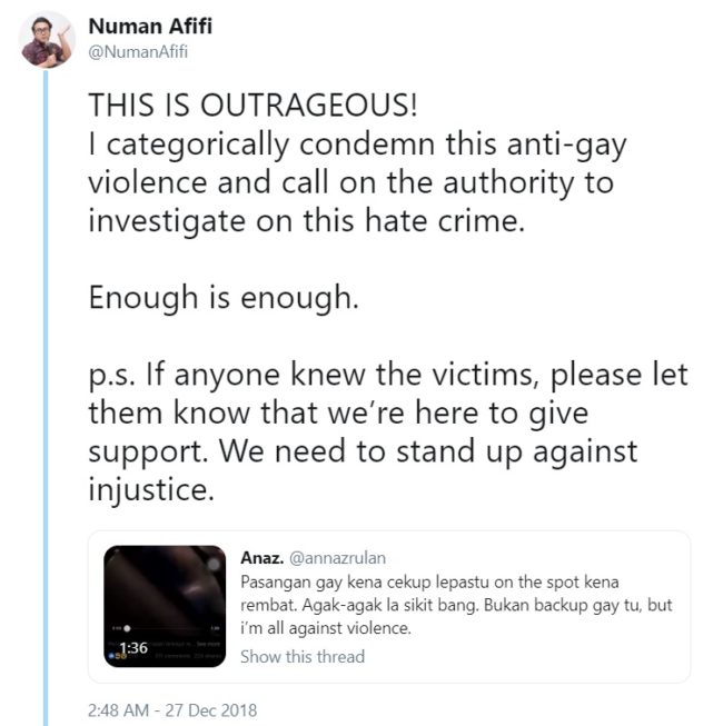 LGBT+ activist Numan Afifi called the video 'outrageous'