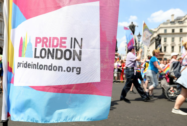 A general view of the parade during Pride In London on July 7, 2018, an event LGBT+ employees value.