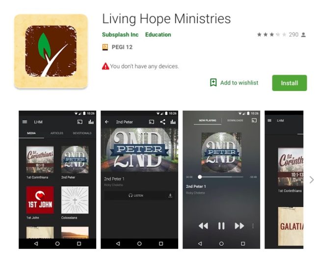 Living Hope Ministries' app on Google Play