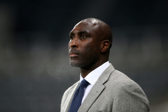Sol Campbell, Manager of Macclesfield Town looks on prior to a match on December 4, 2018