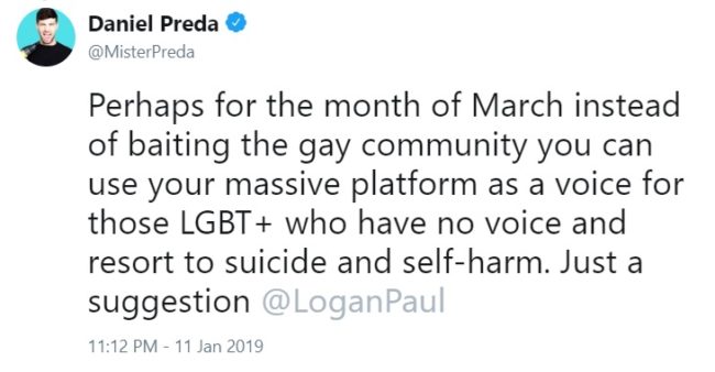Daniel Preda suggested Logan Paul made alternative plans for March. (Twitter/@MisterPreda)
