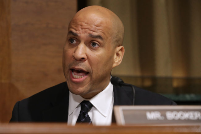 Senate Judiciary Committee member Sen. Cory Booker (D-NJ) delivers remarks about Supreme Court nominee Judge Brett Kavanaugh during a mark up hearing in the Dirksen Senate Office Building on Capitol Hill September 28, 2018 in Washington, DC