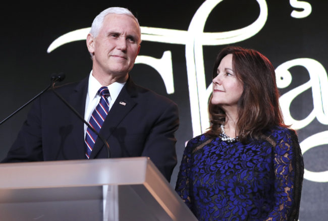 Vice President Mike Pence and Karen Pence speak at the Save the Storks 2nd Annual Stork Charity Ball.