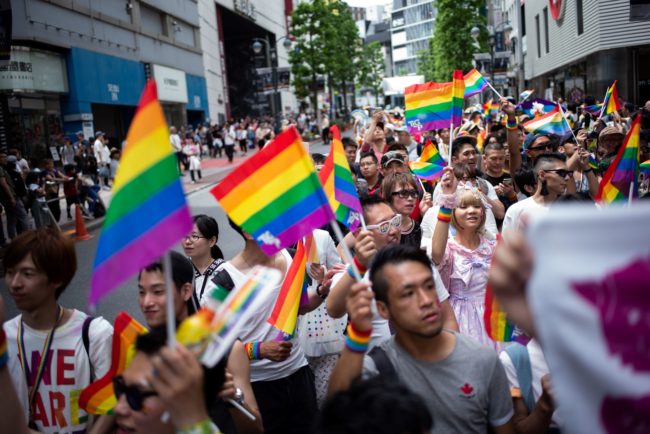LGBT campaigners attend a Pride event in Tokyo, Japan