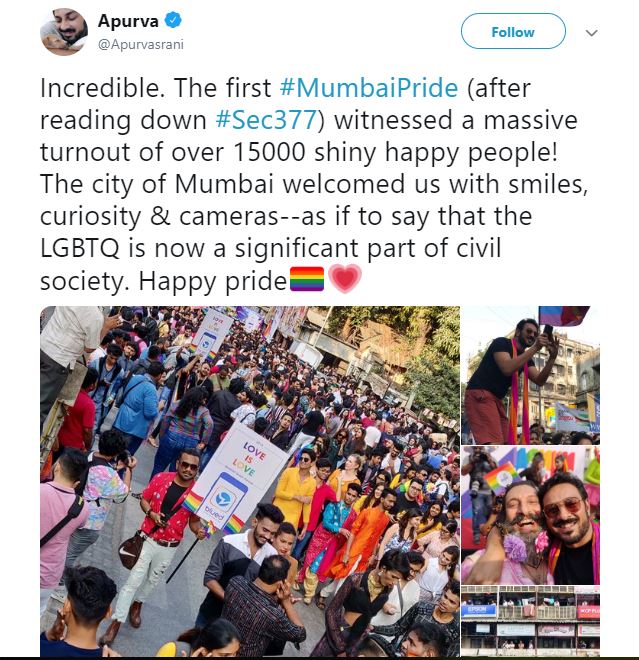 Mumbai hosts first pride since decriminalisation