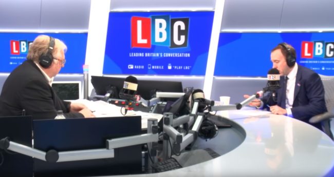 Health Secretary Matt Hancock speaks to LBC host Nick Ferrari (LBC)