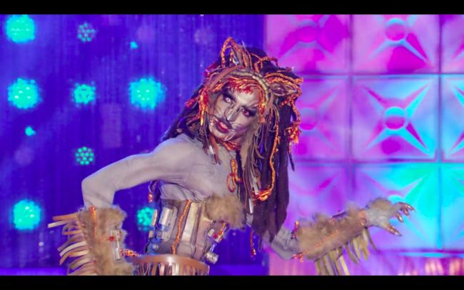 Yvie Oddly shows off her taurus look on Drag Race. 