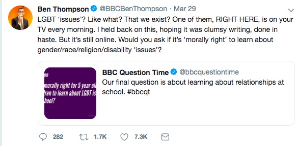 BBC presenter Ben Thompson criticises Question Time