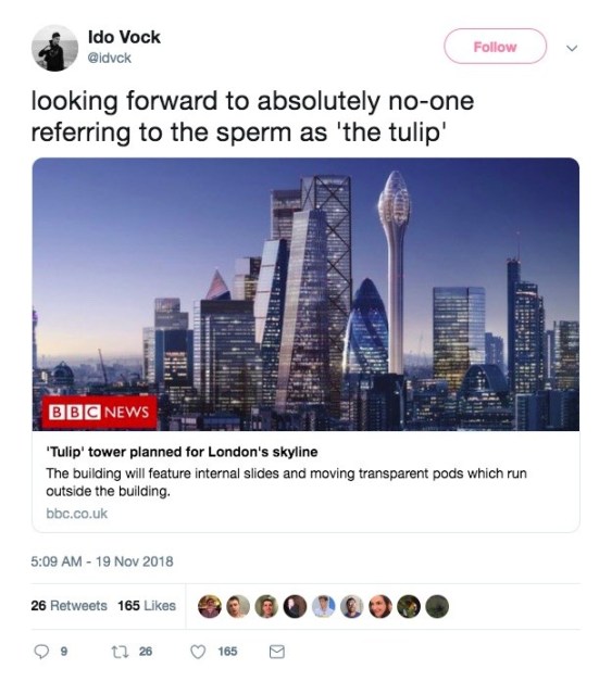 Twitter user calls new London skyscraper as "sperm" 