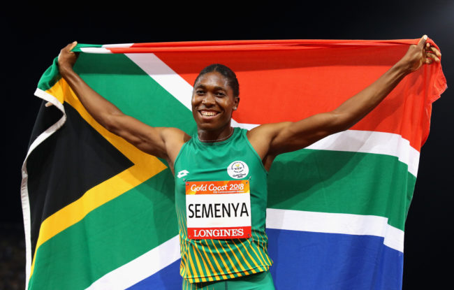 Caster Semenya holding a South Africa flag