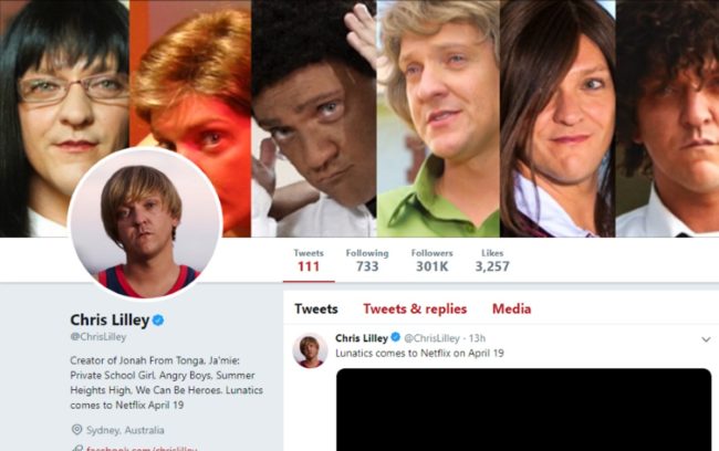 The Twitter account belonging to Australian comedian Chris Lilley.