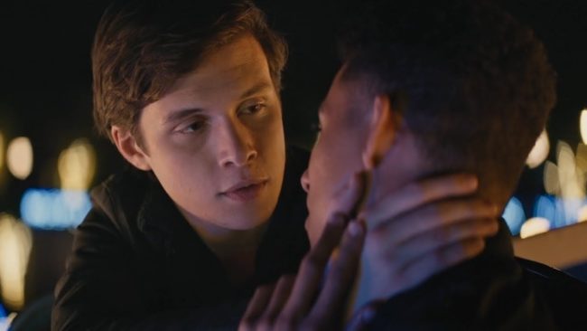 Two character prepare to kiss in gay rom-com Love, Simon.