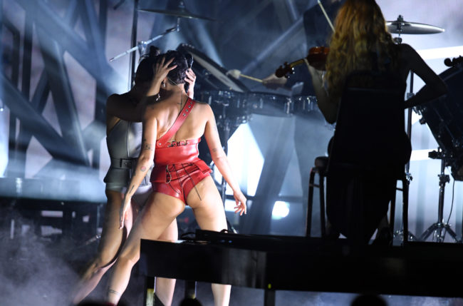 Halsey performs onstage during the 2019 Billboard Music Awards at MGM Grand Garden Arena on May 01, 2019 in Las Vegas, Nevada.