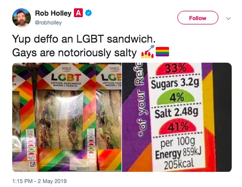 LGBT sandwich tweet.