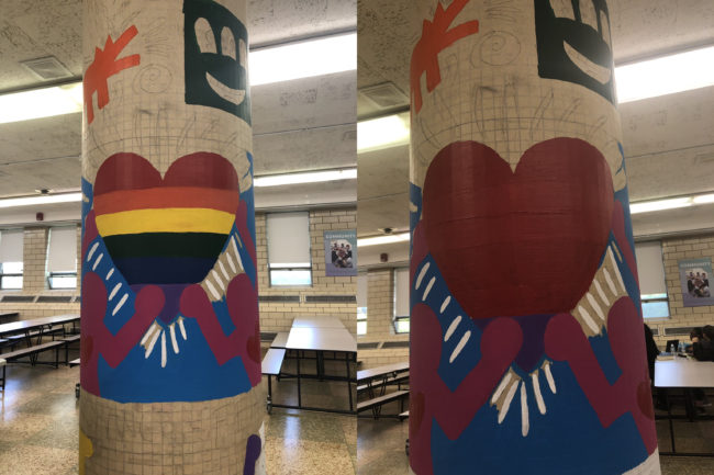 The mural before and after. (Garden State Equality)